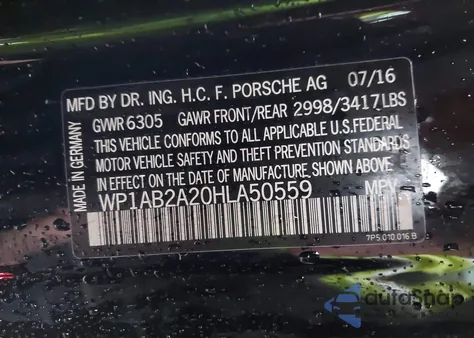 2017 Porsche Cayenne S из США, поврежденный, VIN WP1AB2A20HLA50559